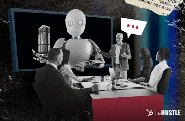 Visionary Leadership Examples: A man facilitates a brainstorming on the use of robots.